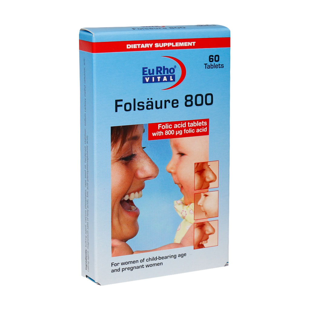 فولیک اسید 800 میکرو گرم  یوروویتال 60 عددی